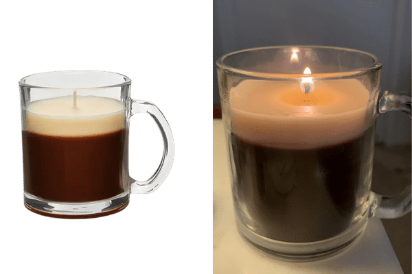 Cute Huntington Home Glass Coffee Candle under $5 at ALDI’s